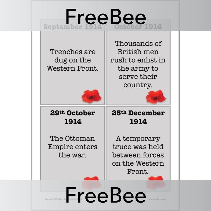 PlanBee World War I Timeline KS2 Free resource by PlanBee