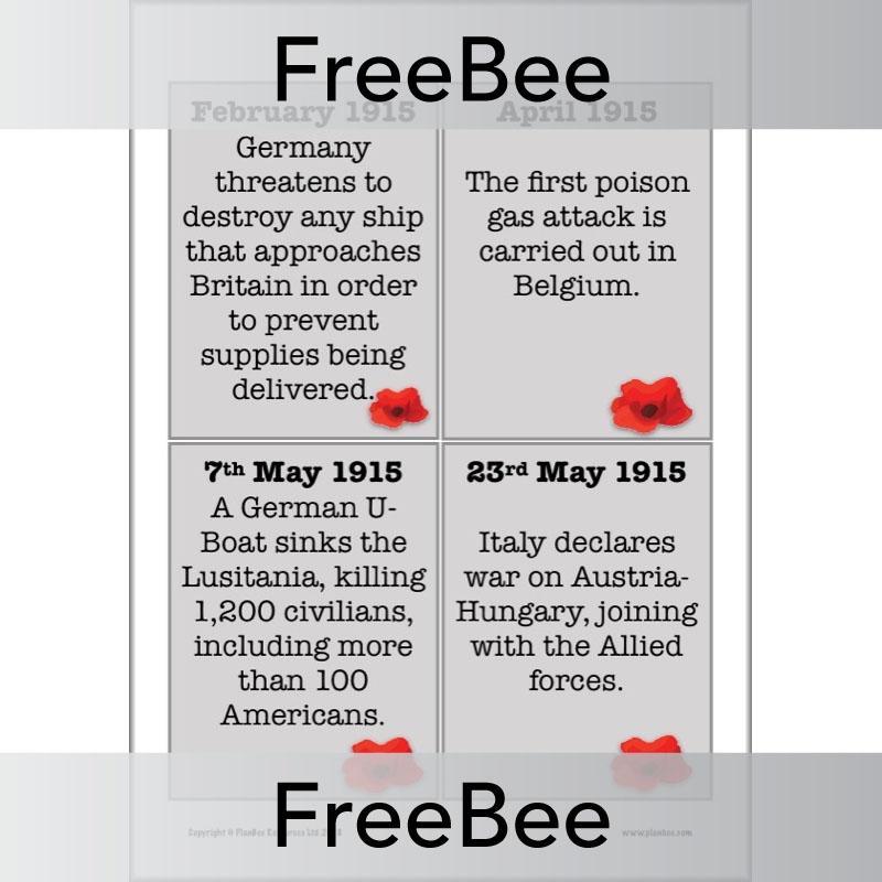PlanBee World War I Timeline KS2 Free resource by PlanBee