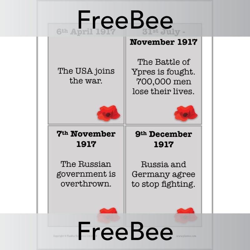 PlanBee World War I Timeline KS2 Free resource by PlanBee
