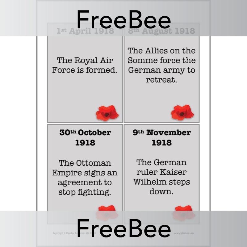 PlanBee World War I Timeline KS2 Free resource by PlanBee