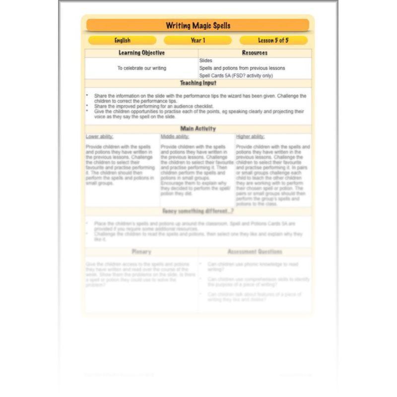 PlanBee Magic Spell Writing KS1 Year 1 English by PlanBee