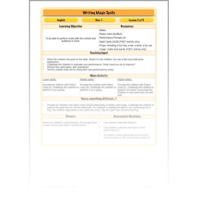 PlanBee Magic Spell Writing KS1 Year 1 English by PlanBee