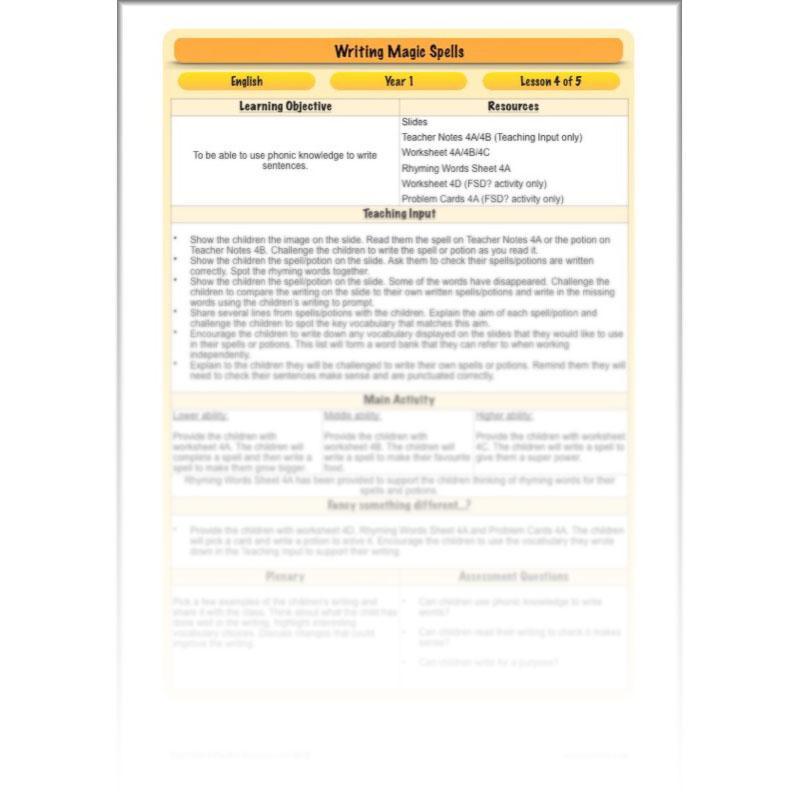 PlanBee Magic Spell Writing KS1 Year 1 English by PlanBee