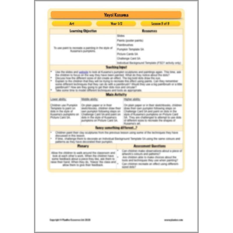 PlanBee Yayoi Kusama Lesson Plan - Famous Artists KS1