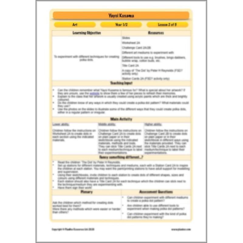 PlanBee Yayoi Kusama Lesson Plan - Famous Artists KS1