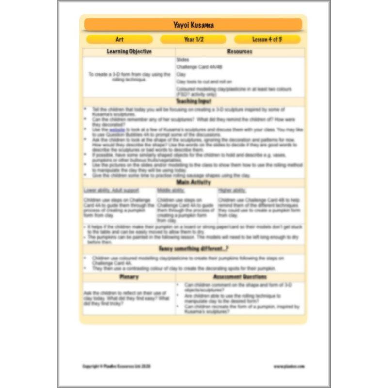 PlanBee Yayoi Kusama Lesson Plan - Famous Artists KS1