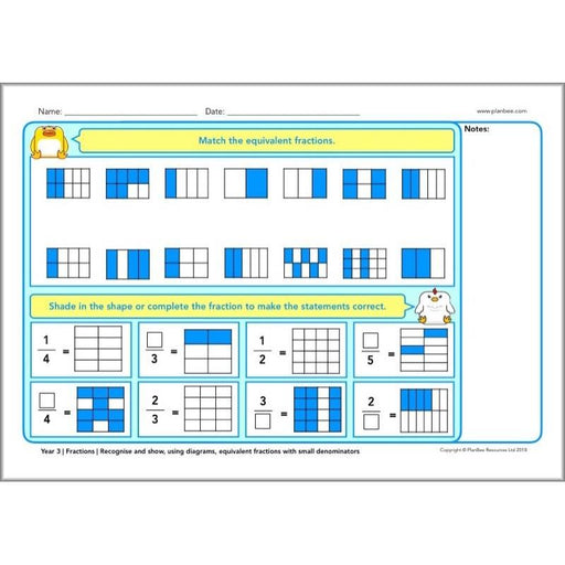 Free Fractions Year 3 Maths Assessment Worksheet by PlanBee