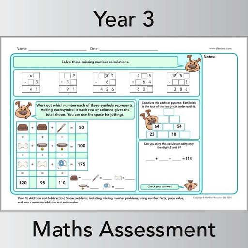 PlanBee Year 3 Maths Assessment Pack | New Curriculum