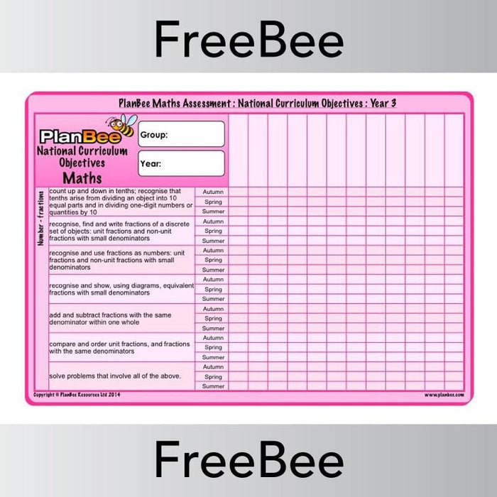 PlanBee Free Year 3 Maths Assessment Grid | PlanBee