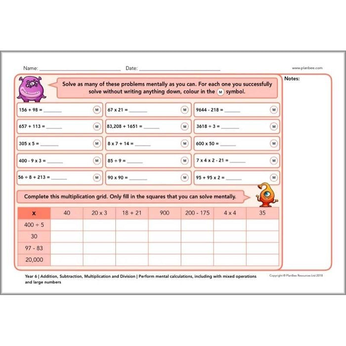 Year 6 Maths Assessment Pack New Curriculum PlanBee Year 6 maths assessment pack new curriculum planbee