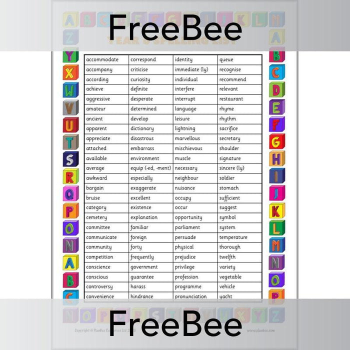 PlanBee FREE KS2 Spelling List Sheet created by PlanBee