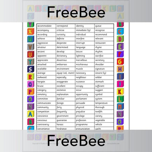 PlanBee Year 6 Spelling Words List by PlanBee