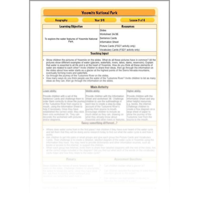 PlanBee Yosemite National Park: Year 5 & Year 6 Geography scheme of work