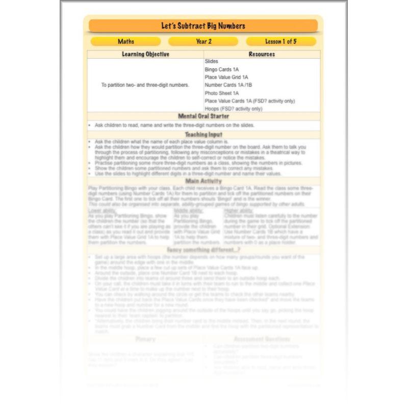 PlanBee Let’s Subtract Big Numbers | Year 2 Maths Plans & Resources | PlanBee