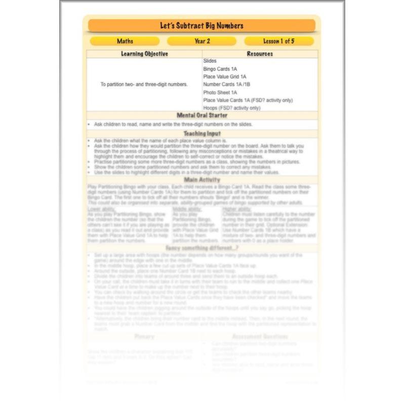 PlanBee Let’s Subtract Big Numbers | Year 2 Maths Plans & Resources | PlanBee