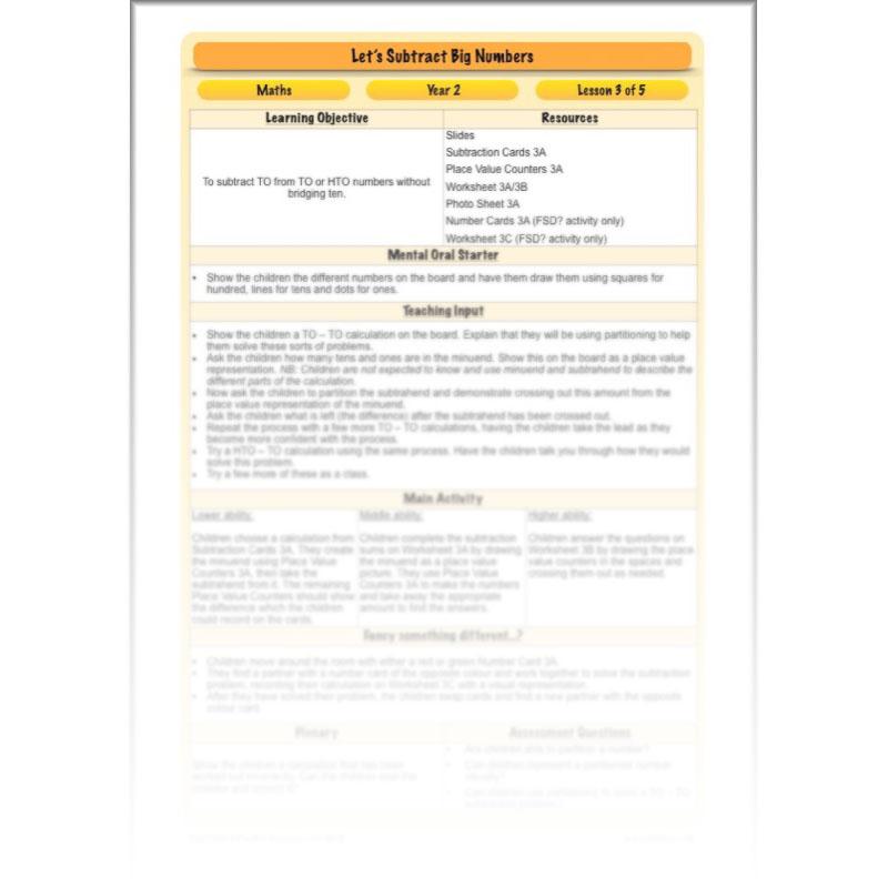 PlanBee Let’s Subtract Big Numbers | Year 2 Maths Plans & Resources | PlanBee