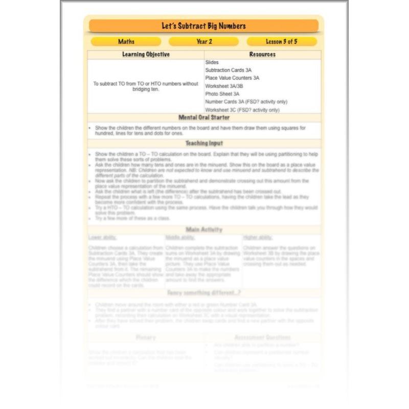 PlanBee Let’s Subtract Big Numbers | Year 2 Maths Plans & Resources | PlanBee