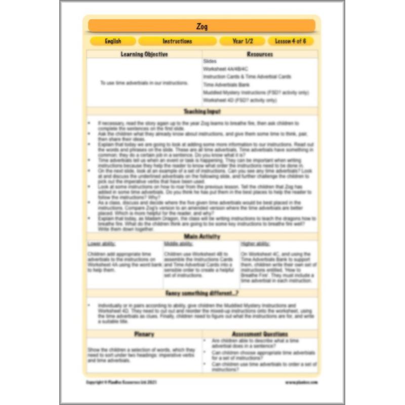 PlanBee Zog Instructions KS1 by PlanBee	