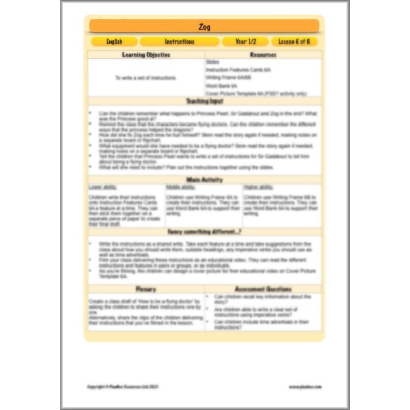 PlanBee Zog Instructions KS1 by PlanBee	